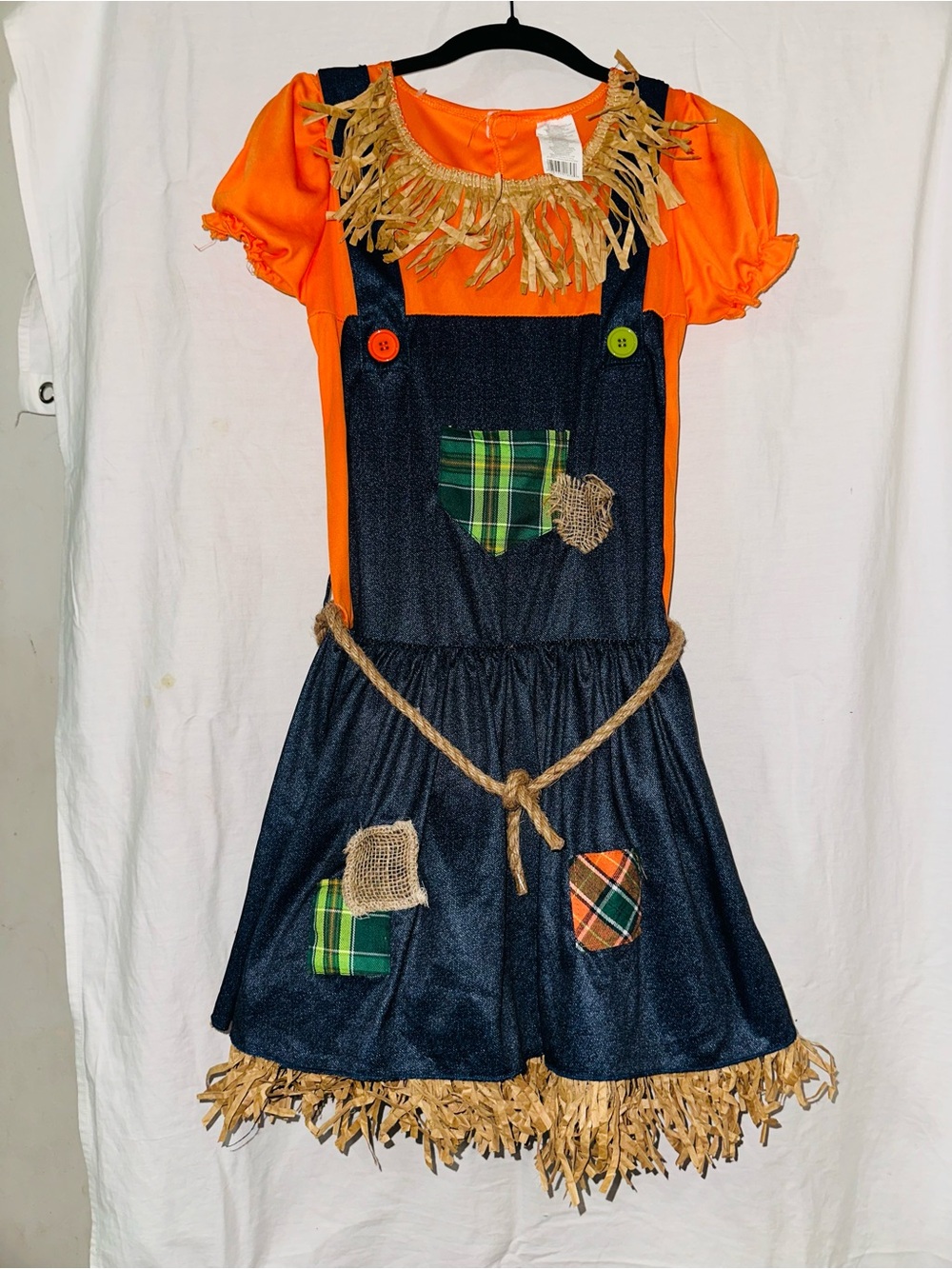 Kids Orange & Navy Scarecrow Costume Dress